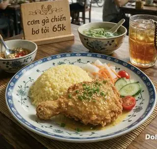 Hình ảnh CƠM GÀ SỐT BƠ TỎI