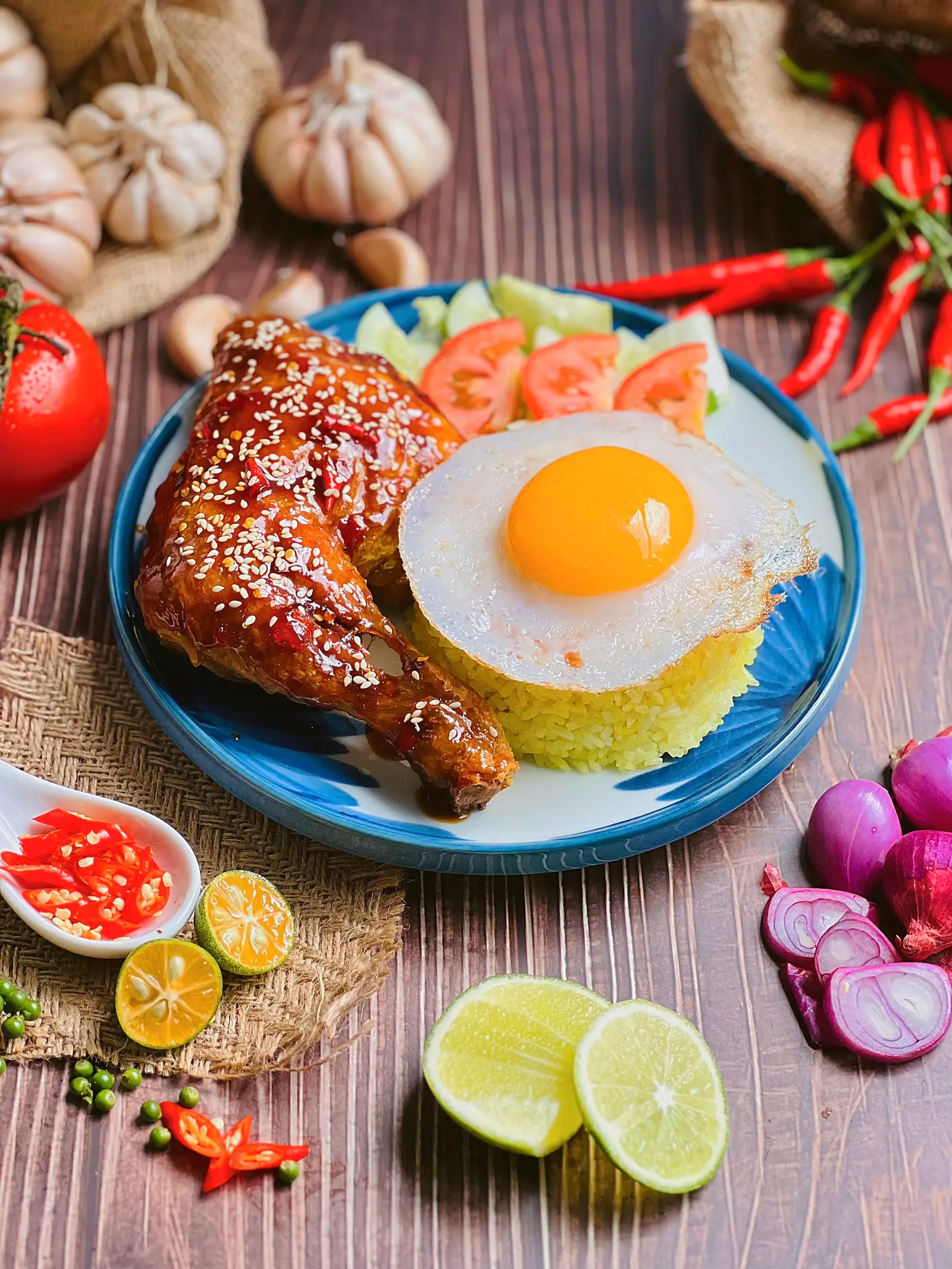 Hình ảnh Cơm Gà Sốt Chua Cay Lớn Plus + Trứng Ốp La
