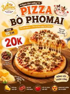 Hình ảnh Pizza mini size 10cm bò phô mai