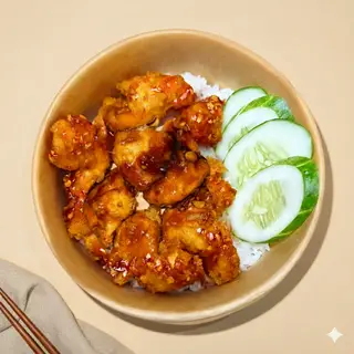 Hình ảnh Cơm Gà Viên Sốt Tương Tỏi