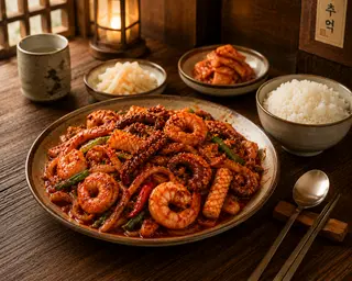 Hình ảnh Mỳ jolmyeon hải sản sốt cay 