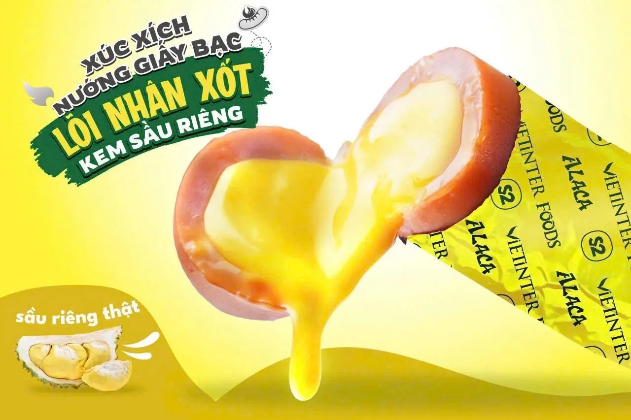 Hình ảnh Xúc xích lõi nhân sốt kem sầu riêng