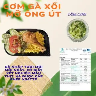 Hình ảnh Cơm Gà Xối Mỡ Đùi Tỏi Size To Sốt Xí Muội + Canh