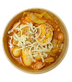 Hình ảnh Tokbokki phô mai Rose thập cẩm ( chả cá + trứng + xúc xích )