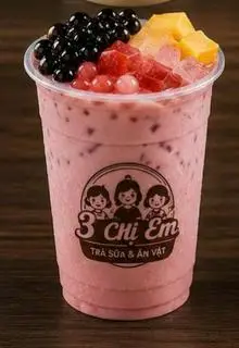 Hình ảnh Trà sữa dâu full topping 
