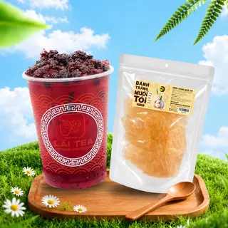 Hình ảnh Combo Trà Dâu Tằm + Bánh Tráng Muối Tỏi Chill