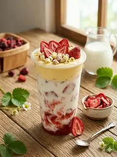Hình ảnh Sữa tươi dâu sấy thăng hoa (size M)