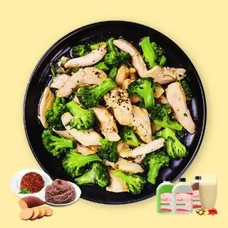 Hình ảnh Tinh bột + ức gà bông cải xanh hấp thuỷ nhiệt