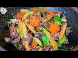 Hình ảnh Bắp non xào bò +cơm