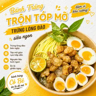 Hình ảnh Bánh Tráng Phơi Sương Mỡ Hành Tóp Mỡ (size vừa) + 3 trứng lòng đào