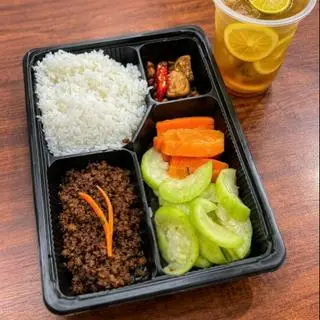 Hình ảnh 1x trà chanh,1x thịt chưng mắm tép