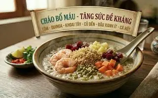 Hình ảnh Cháo bổ máu - tôm + quinoa + khoai tây + củ dền + đậu xanh + cà rốt