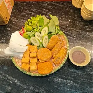 Hình ảnh Bún đậu+chả cốm+nem chua rán