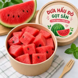 Hình ảnh Dưa Hấu Đỏ Gọt Sẵn