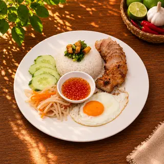 Hình ảnh Cơm ba rọi nướng trứng
