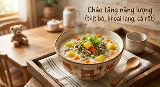 Hình ảnh Cháo tăng năng lượng - thịt bò + khoai lang + cà rốt