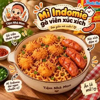 Hình ảnh Mì Trộn Gà Viên Xúc Xích