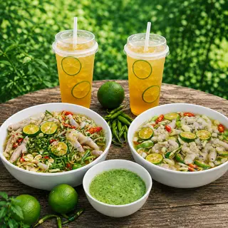 Hình ảnh Combo 1 hộp chân có xương + 1 hộp rút xương(phần to) + 2 ly Trà Lài Chanh