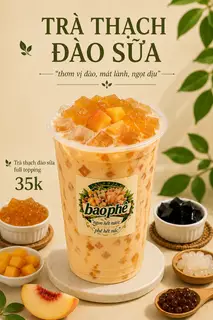 Hình ảnh trà thạch đào  topping đào tươi + thạch đào