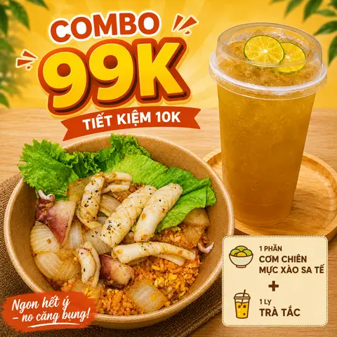 Hình ảnh Combo 01 Cơm Mực Xào Sa Tế + 01 Lục Trà Tắc