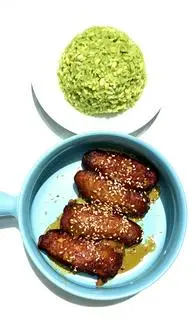 Hình ảnh Cánh gà sốt mật ong (4 pcs) & Xôi lá dứa đậu xanh 