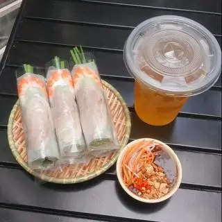 Hình ảnh 6 cuốn tôm thịt - trà đá