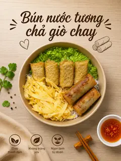 Hình ảnh Bún nước tương chả giò chay