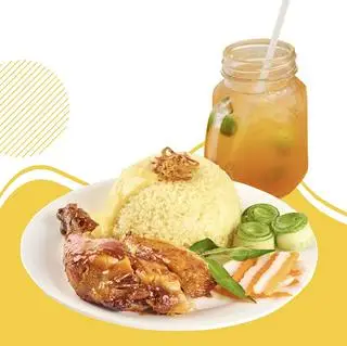 Hình ảnh Combo cơm gà chiên - trà đào tắc