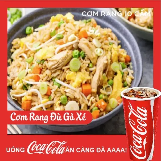 Hình ảnh Cơm rang gà đùi xé + coca