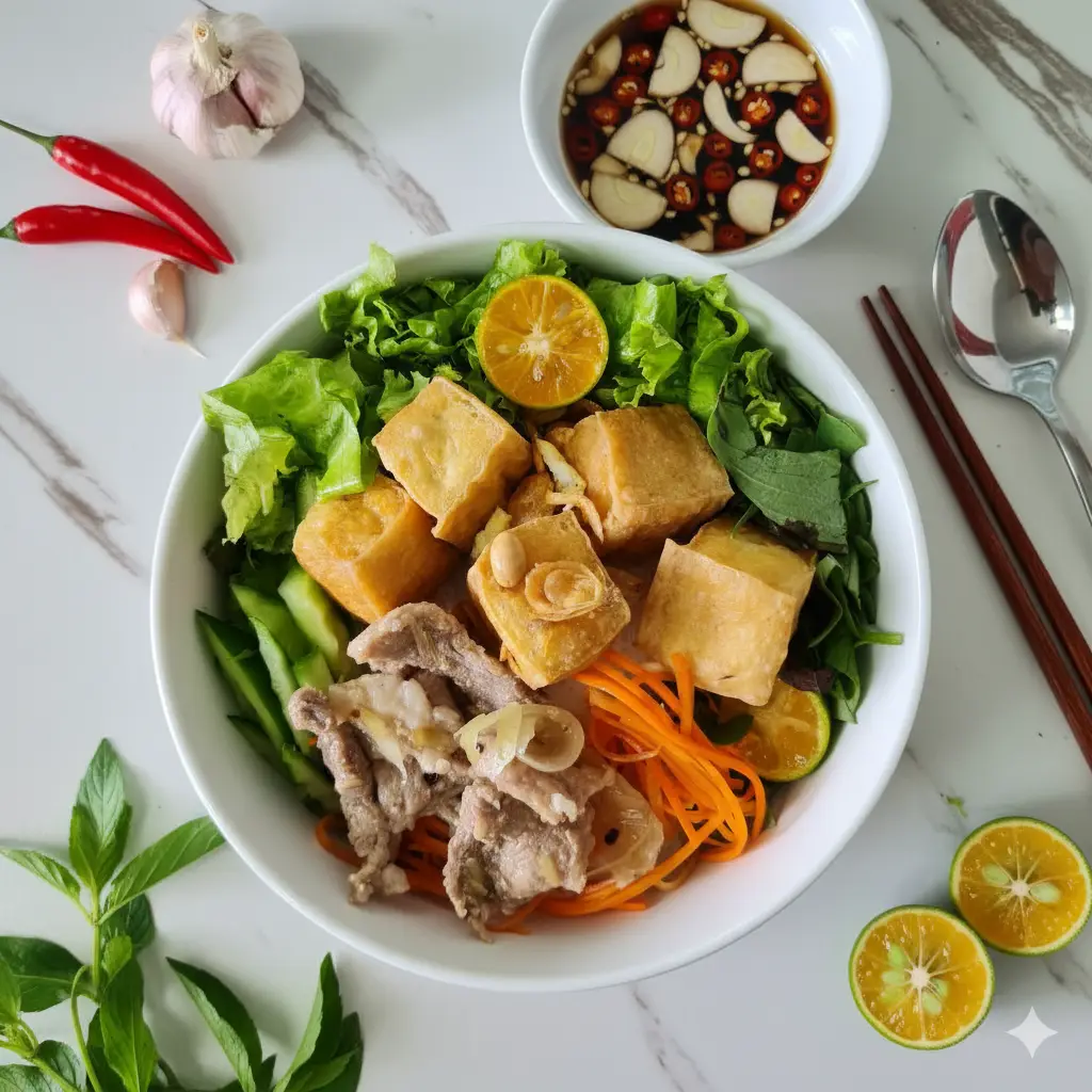Hình ảnh Bún nước tương THỊT XÀO SẢ + ĐẬU HỦ
