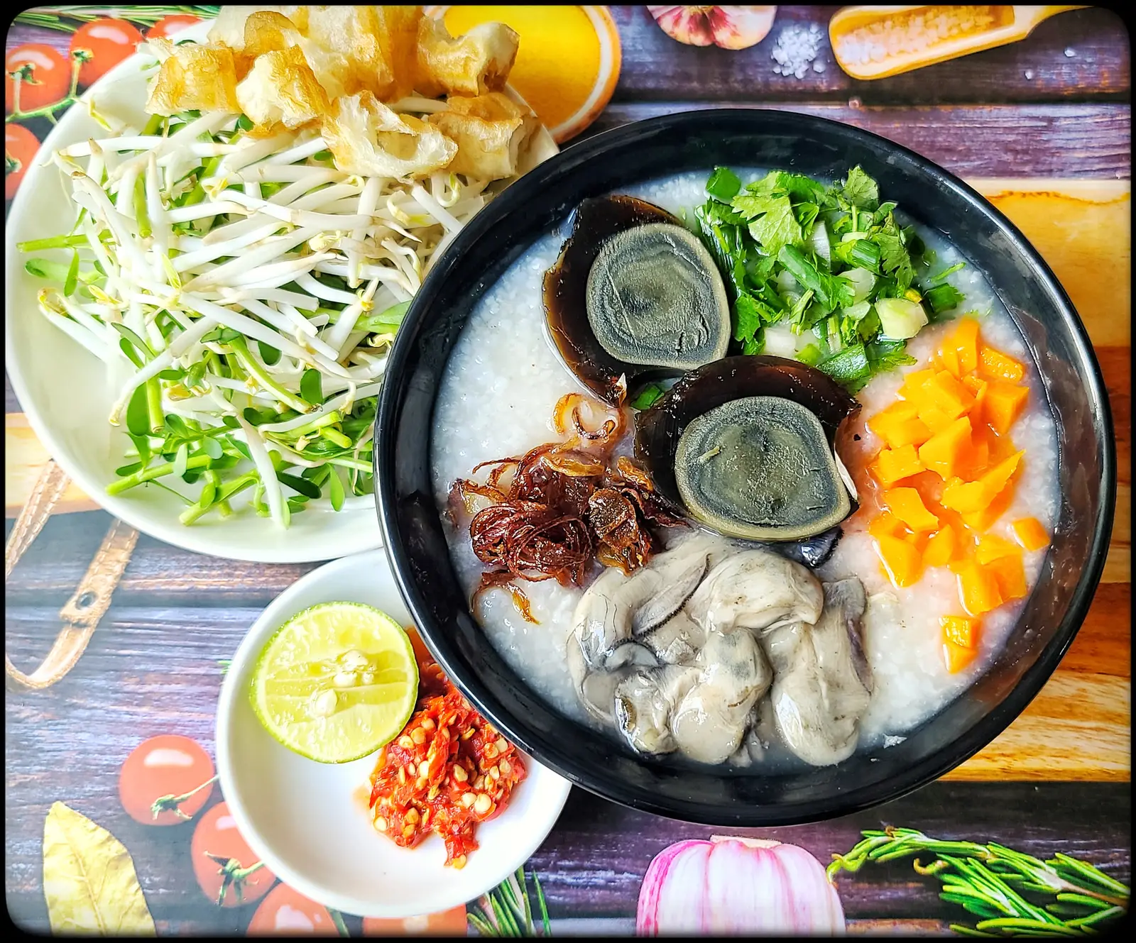 Hình ảnh cháo hàu tô nhỏ + bách thảo