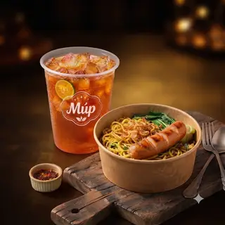 Hình ảnh Combo Mì Trộn Xíc Xích + Hồng Trà Tắc \Trà Tắc Thái Xanh