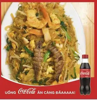 Hình ảnh miến xào hải sản + coca