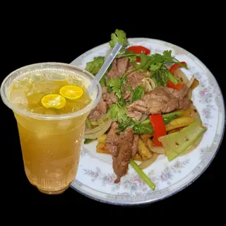 Hình ảnh Combo: Nui xào bò - trà lài tắc
