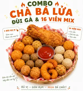 Hình ảnh [Free 1 sốt] Combo chà bá lửa đùi gà và 16 viên mix