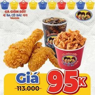 Hình ảnh 2 Miếng Gà Rán Giòn + 1 Gà Sợi Tươi Trộn + 1 Giải Khát