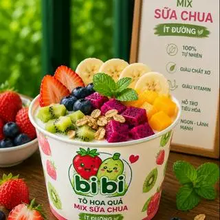 Hình ảnh tô hoa quả dầm sữa chua ít đường 