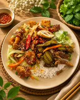 Hình ảnh Cơm thập cẩm + 2 cục sườn dừa 