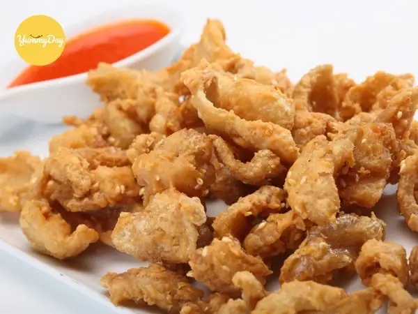 Hình ảnh Da Gà Trắng Chiên Giòn -100gram Không Chiên Mắm