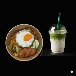 Hình ảnh Combo 1 Mì trộn đầy đủ + 1 Matcha