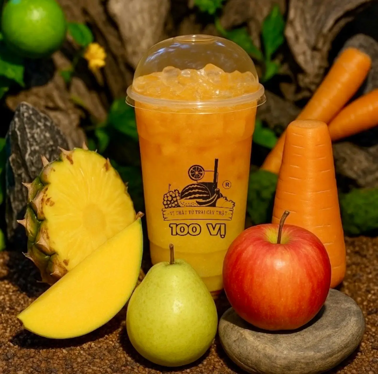 Hình ảnh Thơm xoài cà rốt lê táo detox