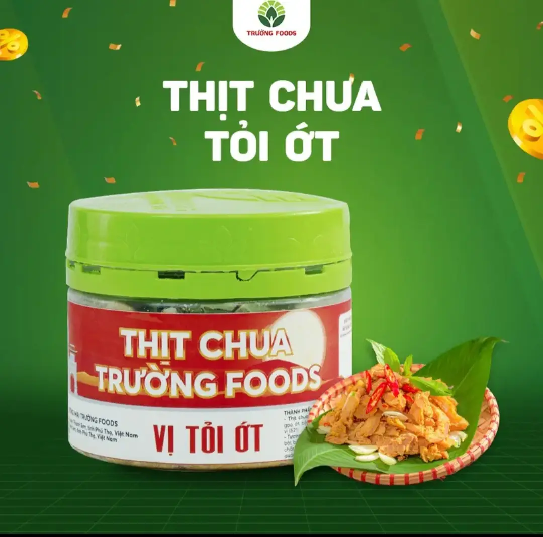Hình ảnh Thịt Chua Trường Foods-Vị Tỏi ớt/1 Hộp (Tặng kèm lá sung)
