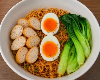 Hình ảnh Mì trộn cá viên trứng