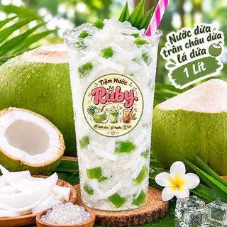 Hình ảnh Nước Dừa Trân Châu Dừa Lá Dứa 1 lít