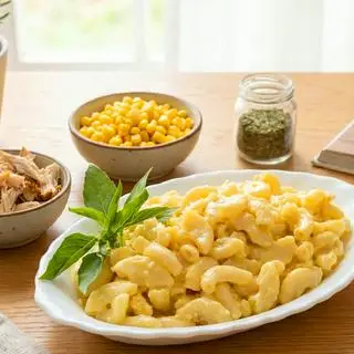 Hình ảnh Nui Gà sốt phomai nấm