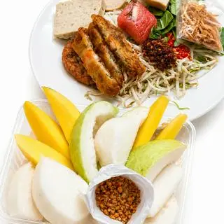 Hình ảnh COMBO Bánh ướt CHẢ+trái cây muối tôm+ lý nước tự chọn ( chai sâm/cam vắt/sữa đậu nành)