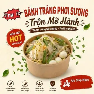 Hình ảnh Bánh tráng phơi sương trộn mỡ hành