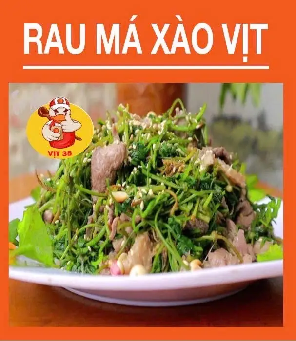 Hình ảnh vịt xào rau má 