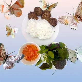 Hình ảnh bún chả thịt viên