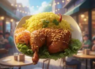 Hình ảnh Cơm gà sốt mắm tỏi góc tư